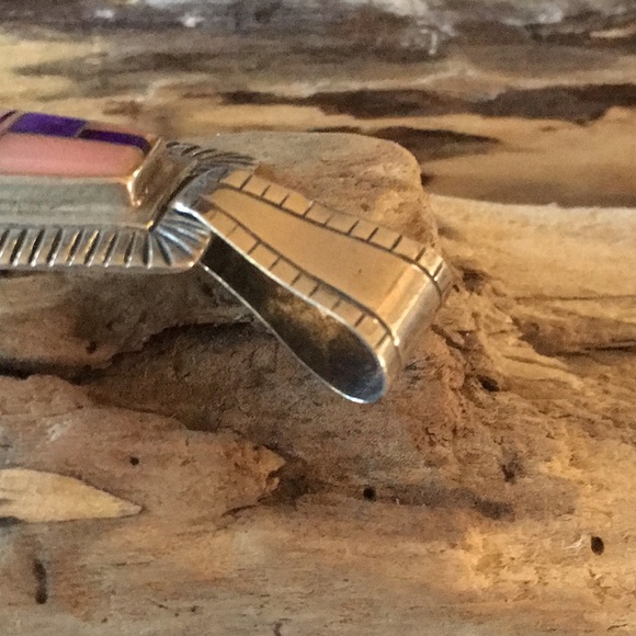 Vintage Navajo Norton Becenti Native American Inlay Pendant - Picture 8 of 14